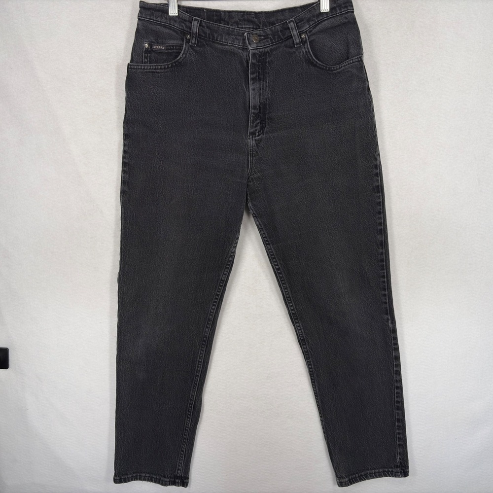 Vintage 90s Riders High Waisted Tapered Leg Jeans Faded Black Y2K Denim 33x28